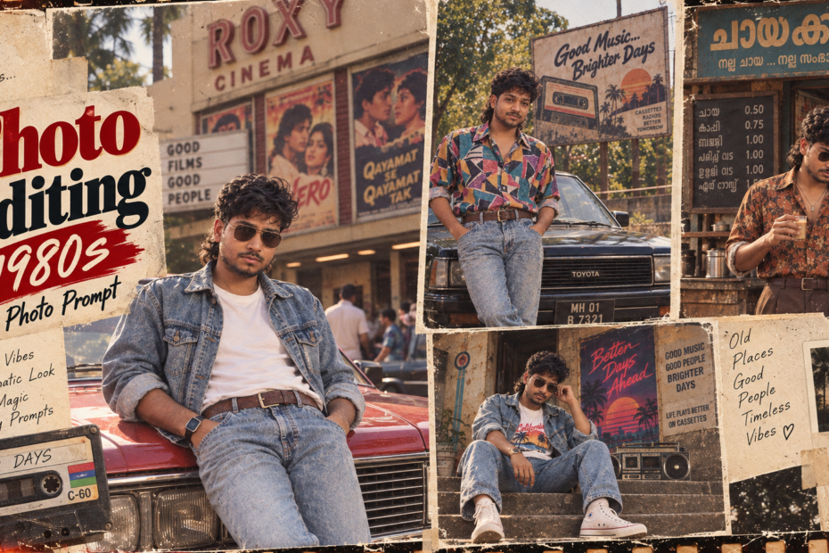 photo editing 1980s ai photo prompt